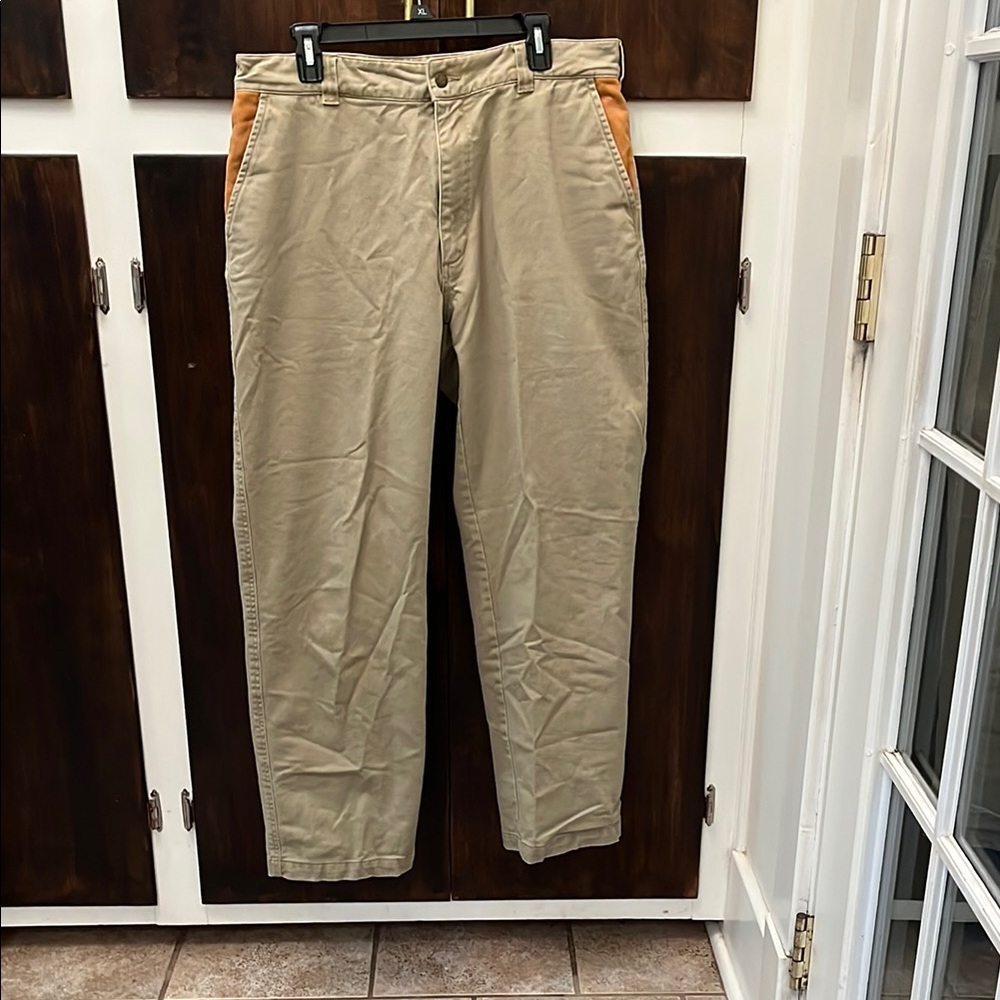 Men's Khaki Pants with Orange Accents